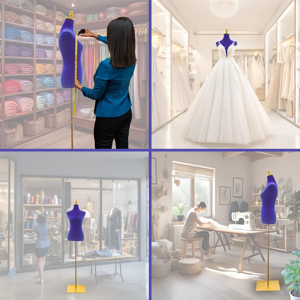 Bituxx Damenbüste Schneiderpuppe Schaufensterpuppe Torso Angezogen Mannequin Büste (Royal Blau)