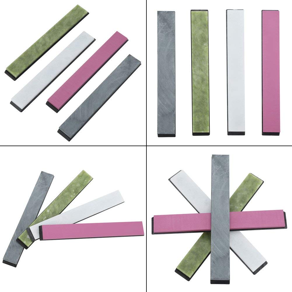 4PCS Pierre à Aiguiser, Walfront Pierre à Affute Professionnel 3000/5000/8000/10000 avec Support Antidérapant en Silicone pour Couteaux, Ciseaux