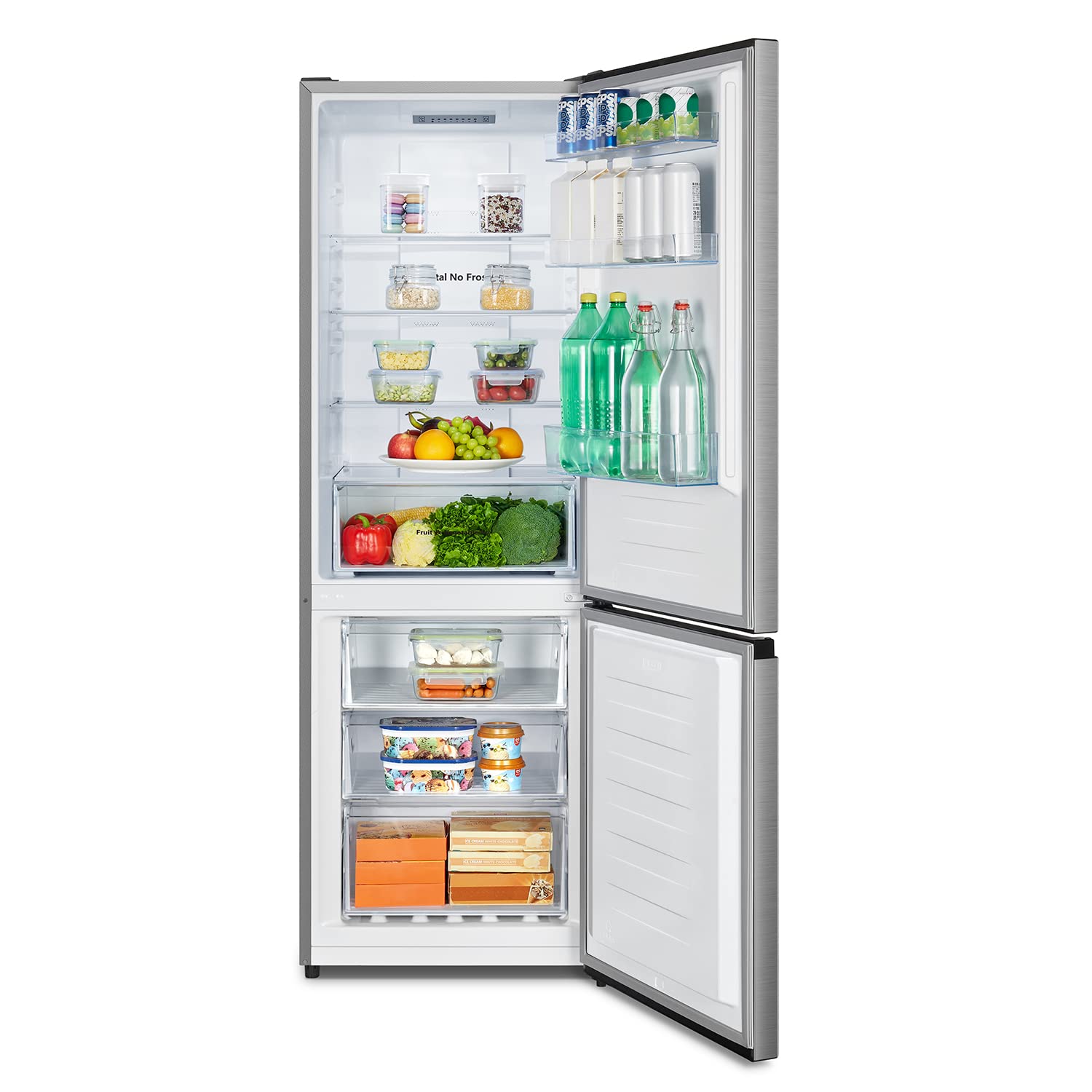 Hisense RB372N4AC2 Kühl-Gefrierkombination/ NoFrostPlus/ Multiflow 360°/ HolidayMode/ LED-Display/ 178,5 cm/ Kühlteil 207 l/ Gefrierteil 85 l/ 39 dB/ 235 kWh/ Jahr/ Inox-Look