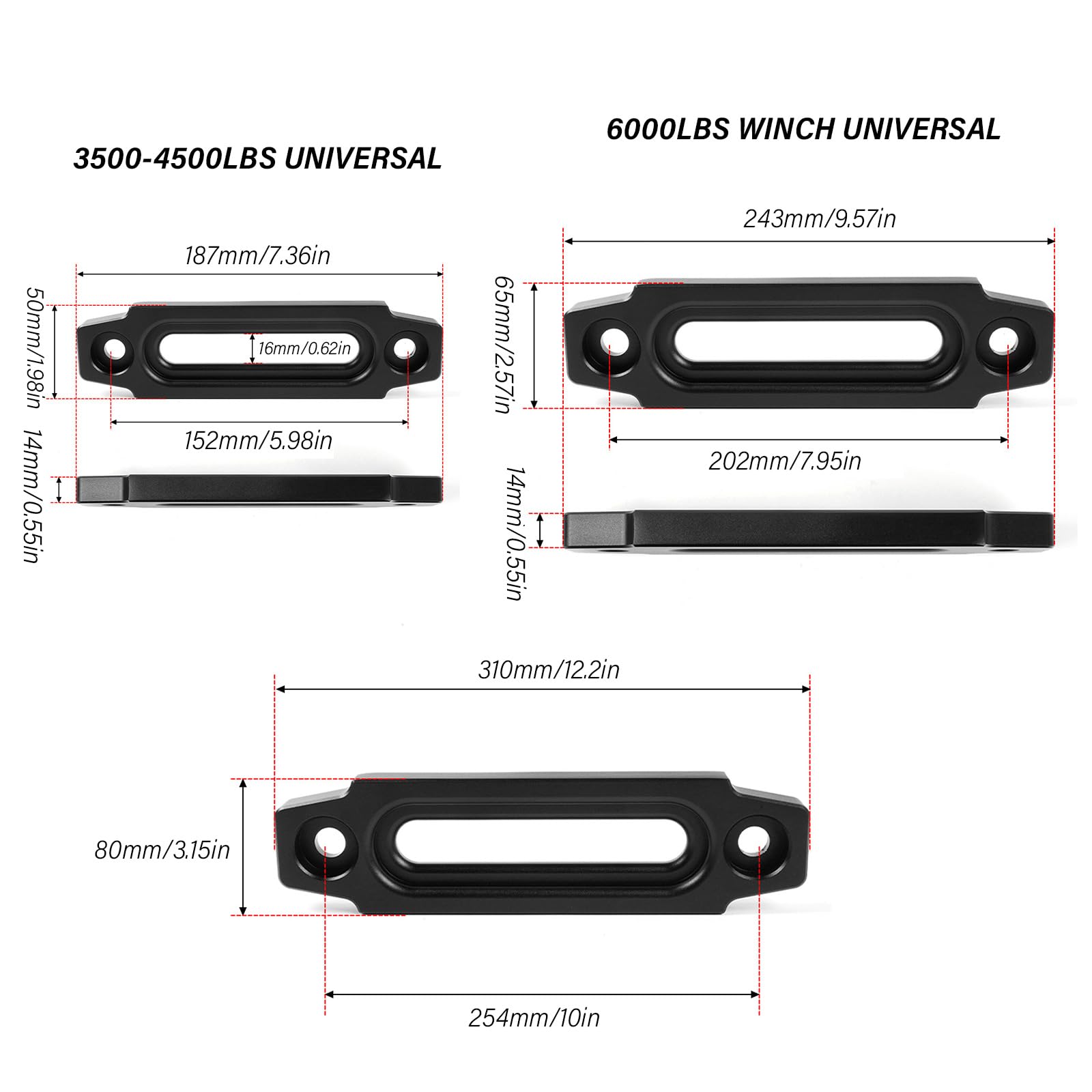 Generisch Aluminium Windenführungs Upgrades mit Metallwinde, Red 254MM
