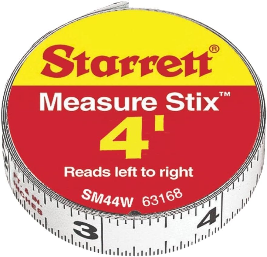 Starrett Tape Measure Stix with Adhesive Backing - Mount to Work Bench, Saw Table, Drafting Table - 1/2" x 4', English Metric, Left-Right Reading - SM44W