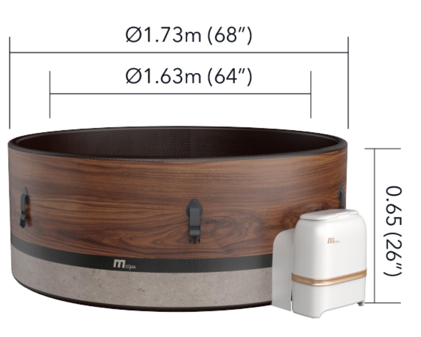 MSpa Whirlpool Duet 173x173x65 cm – Aufblasbarer Whirlpool für 6 Personen mit 138 Massagedüsen, PTC-Heizung, UVC+ Desinfektion, Anti-Frost-System & App-Steuerung