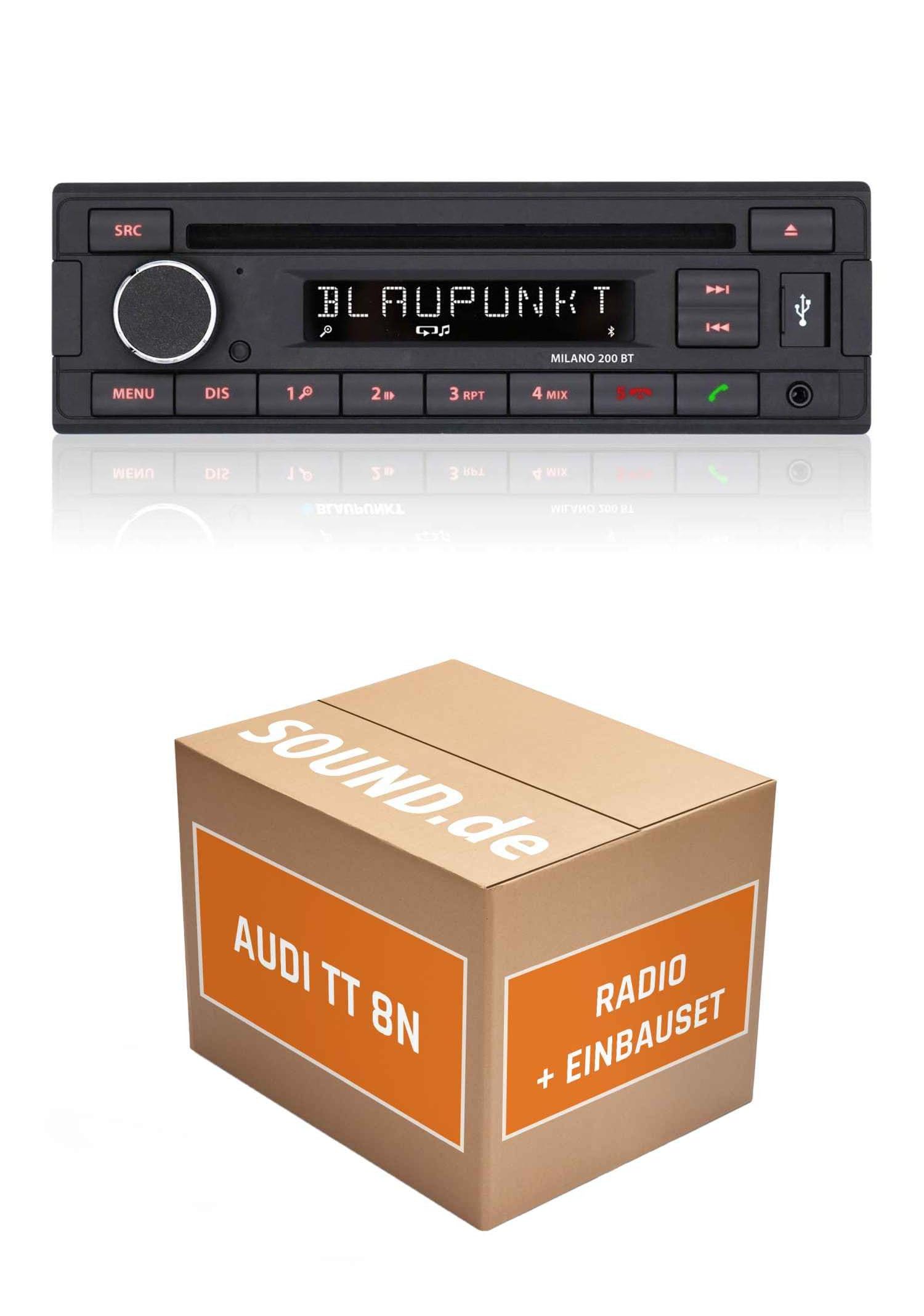 Autoradio Einbaupaket für Blaupunkt Milano 200 BT für Audi TT 8N Concert Bose Bluetooth USB