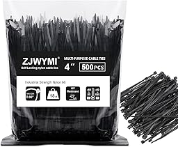 500PCS Zip Ties 4 inch, Durable Small Zip Ties with 18 lb Tensile Strength, Self-Locking Black Zip Ties for PC,Electronic,Wire Cable Ties