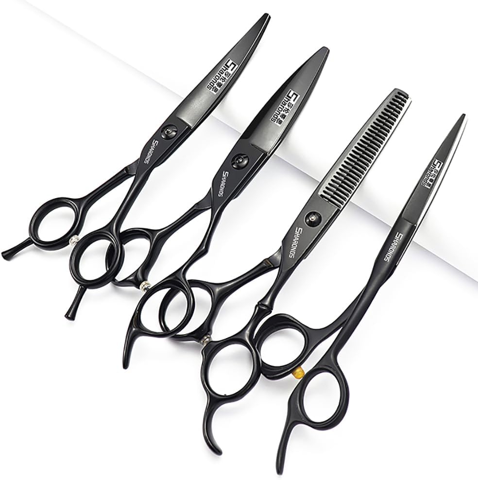 SHARONDS Professional 5.5/6/6.5 Inch Hairdressing Scissors - Black Stainless Steel - Compact Offset - Ambidextrous - Hair Care