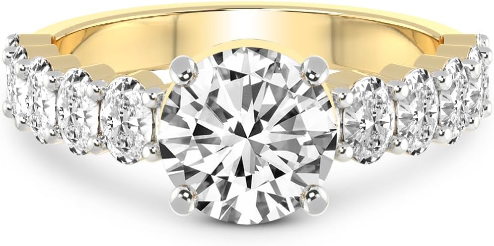 FRIENDLY DIAMONDS Lab Grown Diamond Ring For Women IGI Certified | 1-5 Carat Danica Side Oval Diamond Eternity Ring | 14K Or 18K White, Yellow Or Rose Gold | FG-VS Quality