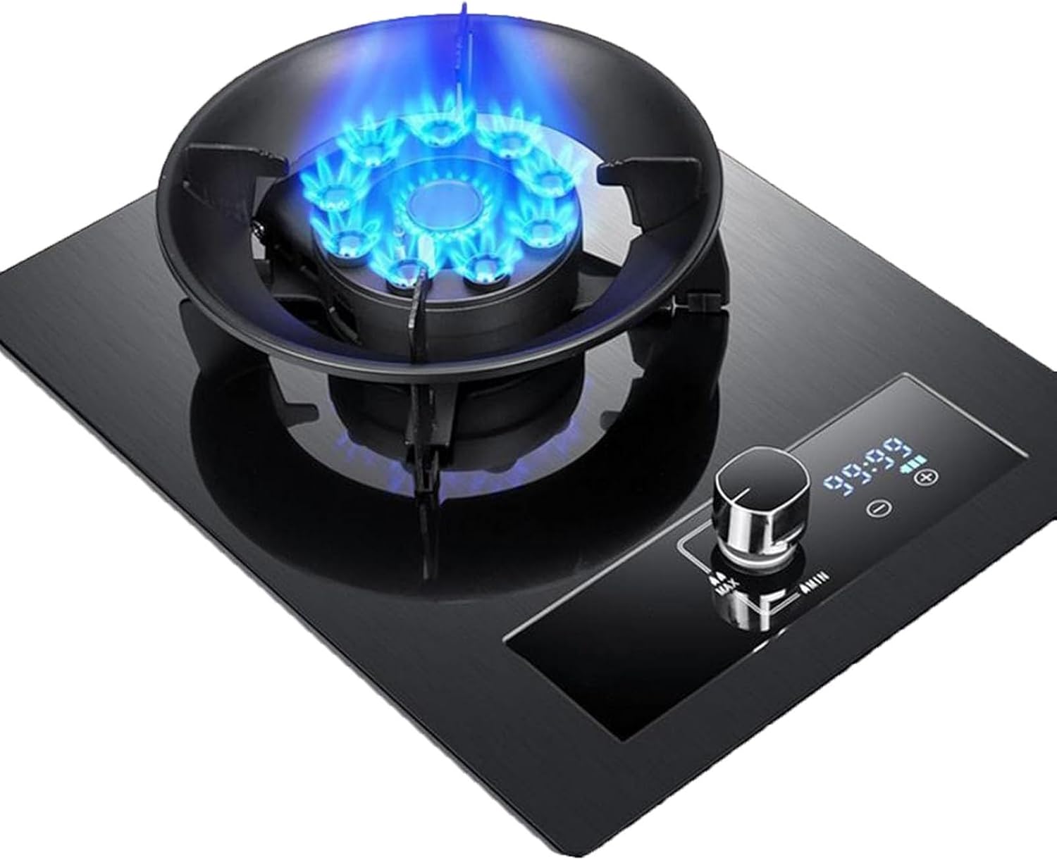5.2KW Indoor Gas Stove - 1 Burner Auto Ignition Hob, Tempered Glass Cooker Cooktop, with Flameout Protection and Timer, for Home Kitchen Camping Garden Catering(NG)