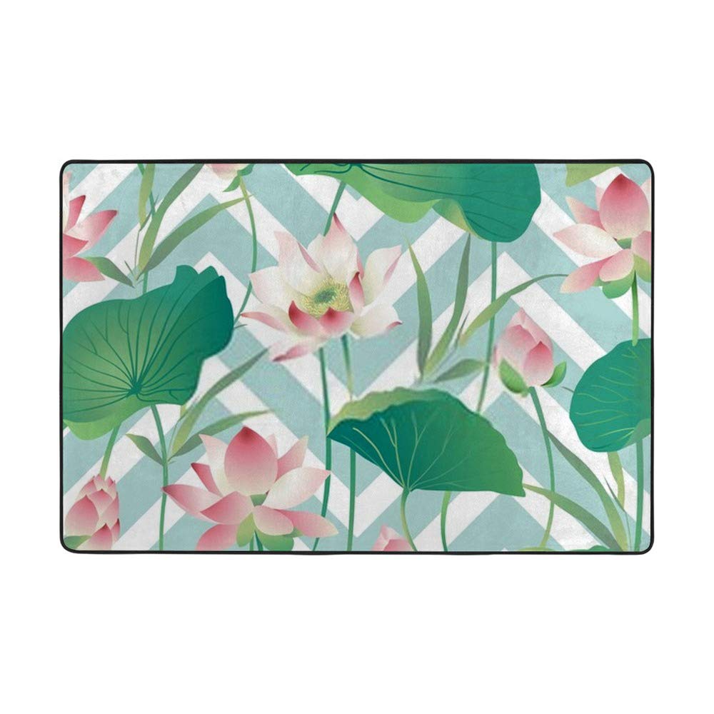 Tapis de surface motif feuilles de lotus Ruchen salon 203x147 cm