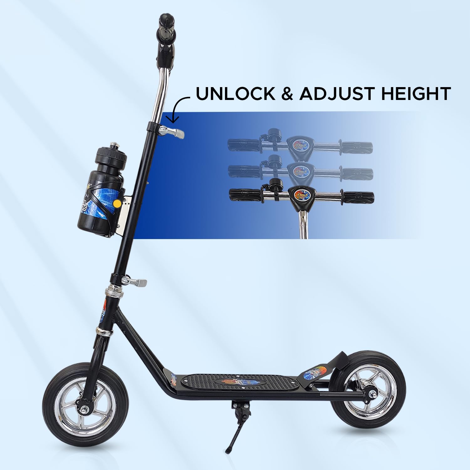 Dash 2 Wheel Power Ranger Kick Scooter for Kids, Adjustable Height with Sipper, Bell & Side Stand, Heavy Duty Skating Scooter for Boys & Girls (Up to 12 Years, Black) 4