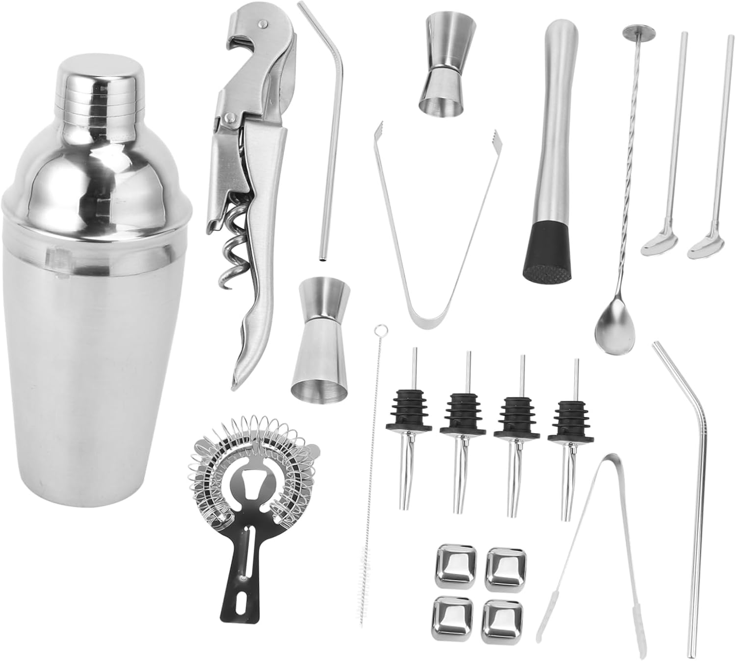 STOBAZA 22pcs Cocktail Shaker Set Bartender Supplies Includes Mixing Cup and Shaker for Drinks