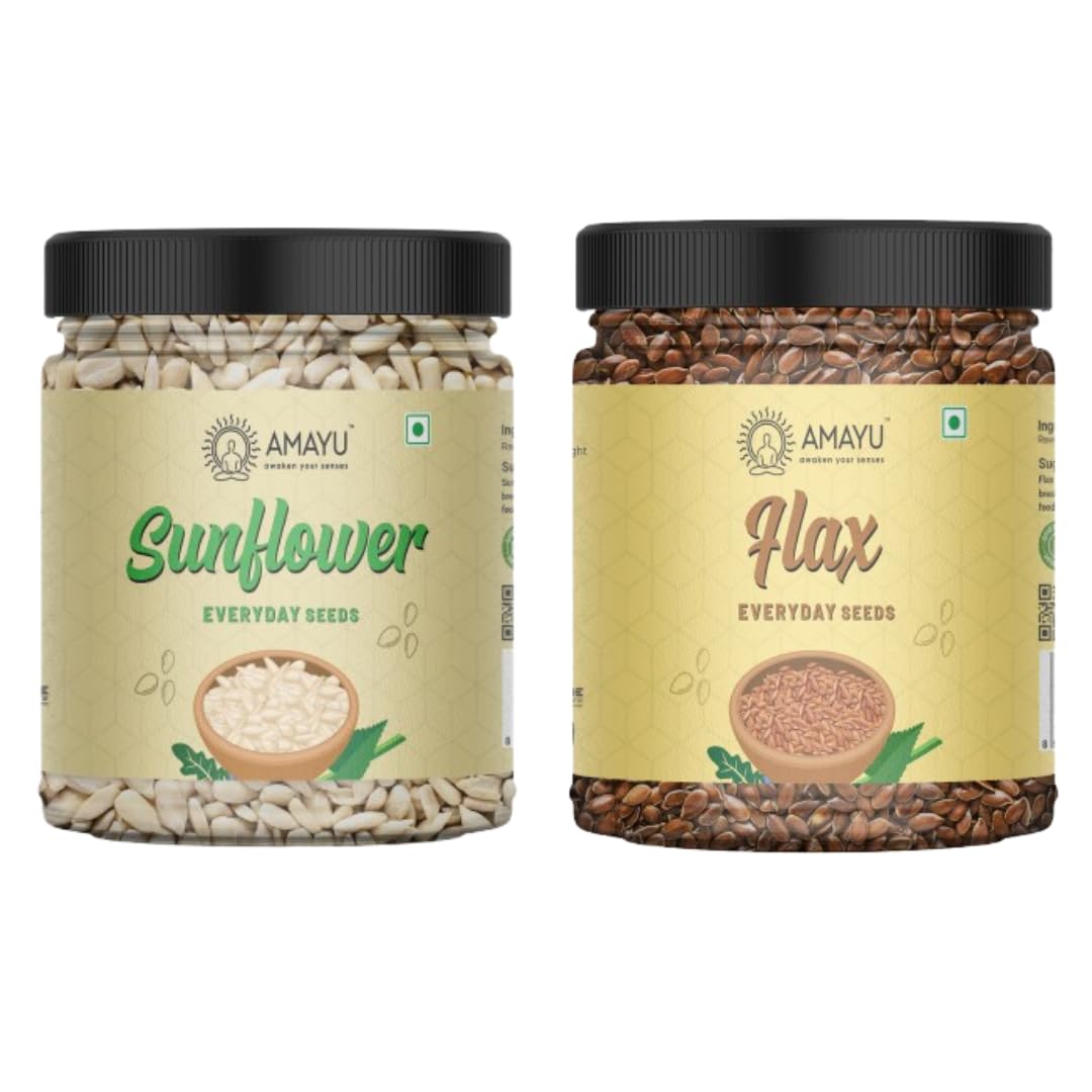 Raw Sunflower Seeds, Flax Seeds for Eating Combo Seeds (400 g, Pack of 2)