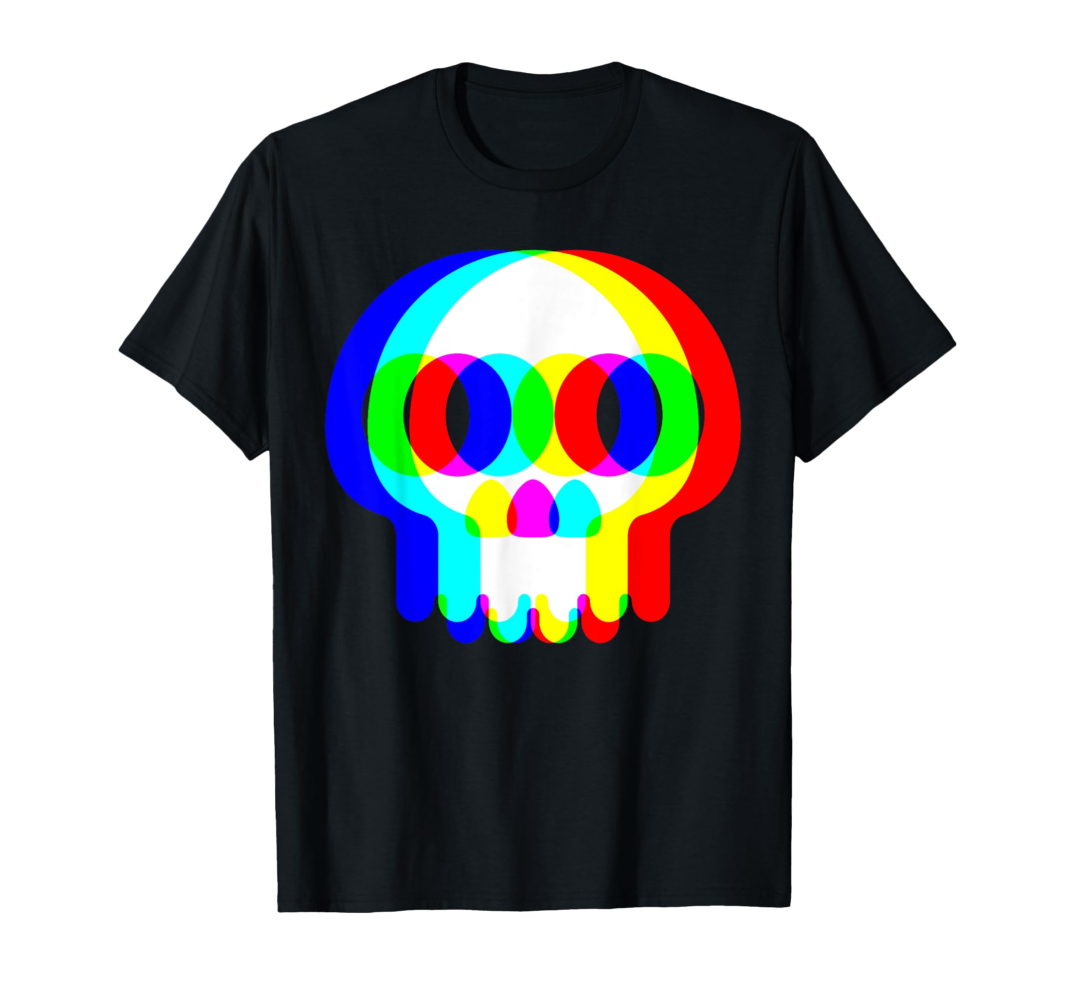 Funny Skull Trippy Vaporwave Halloween Techno Rave EDM Party T-Shirt