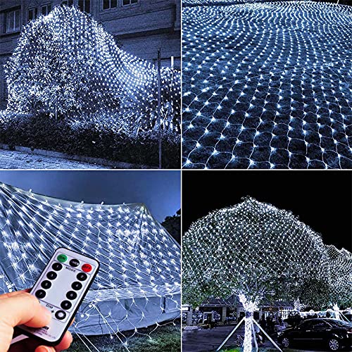 Abkshine 300 LED Net Fairy Lights, 4mx2m Outdoor Christmas Mesh String Lights Mains Powered, Mesh String Lights for Bushes Anniversaries Wedding Gazebo Roof Christmas Window Party Holiday Decorations