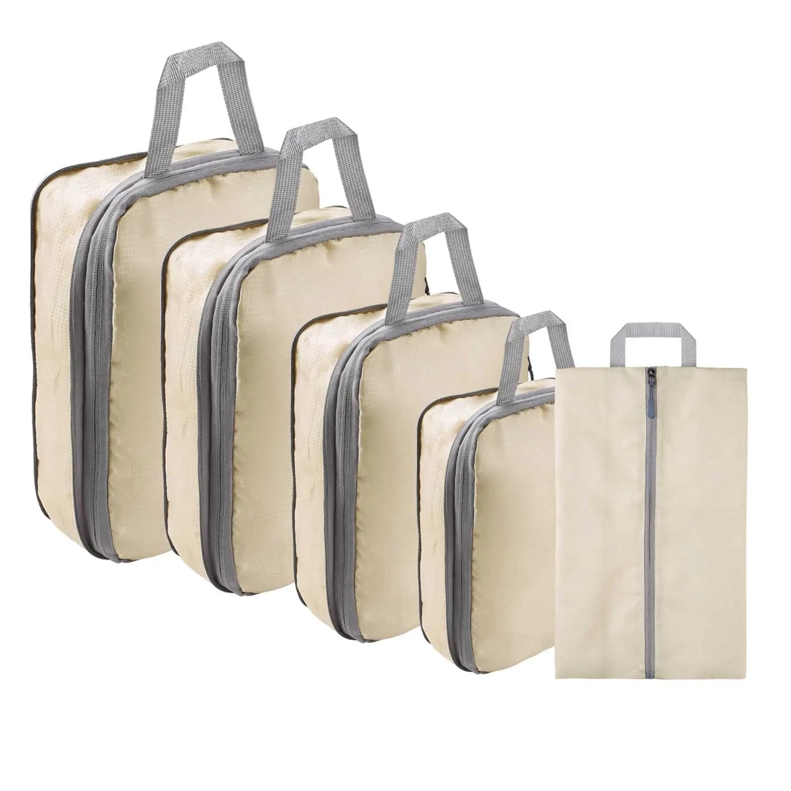 Organizador Maleta Juego de 5 o 6 cubos embalaje comprimibles, bolsa almacenamiento viaje, portátil, gran capacidad, impermeable, for maleta, bolso, organizador equipaje Viaje(5pcs beige)