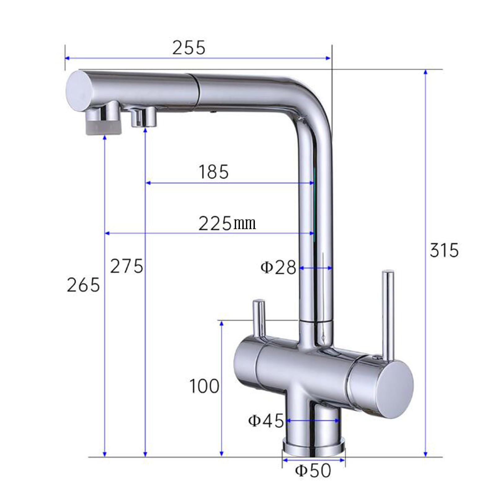 Mitigeur évier Sous Fenêtre, Bec Escamotable Douchette Extractible