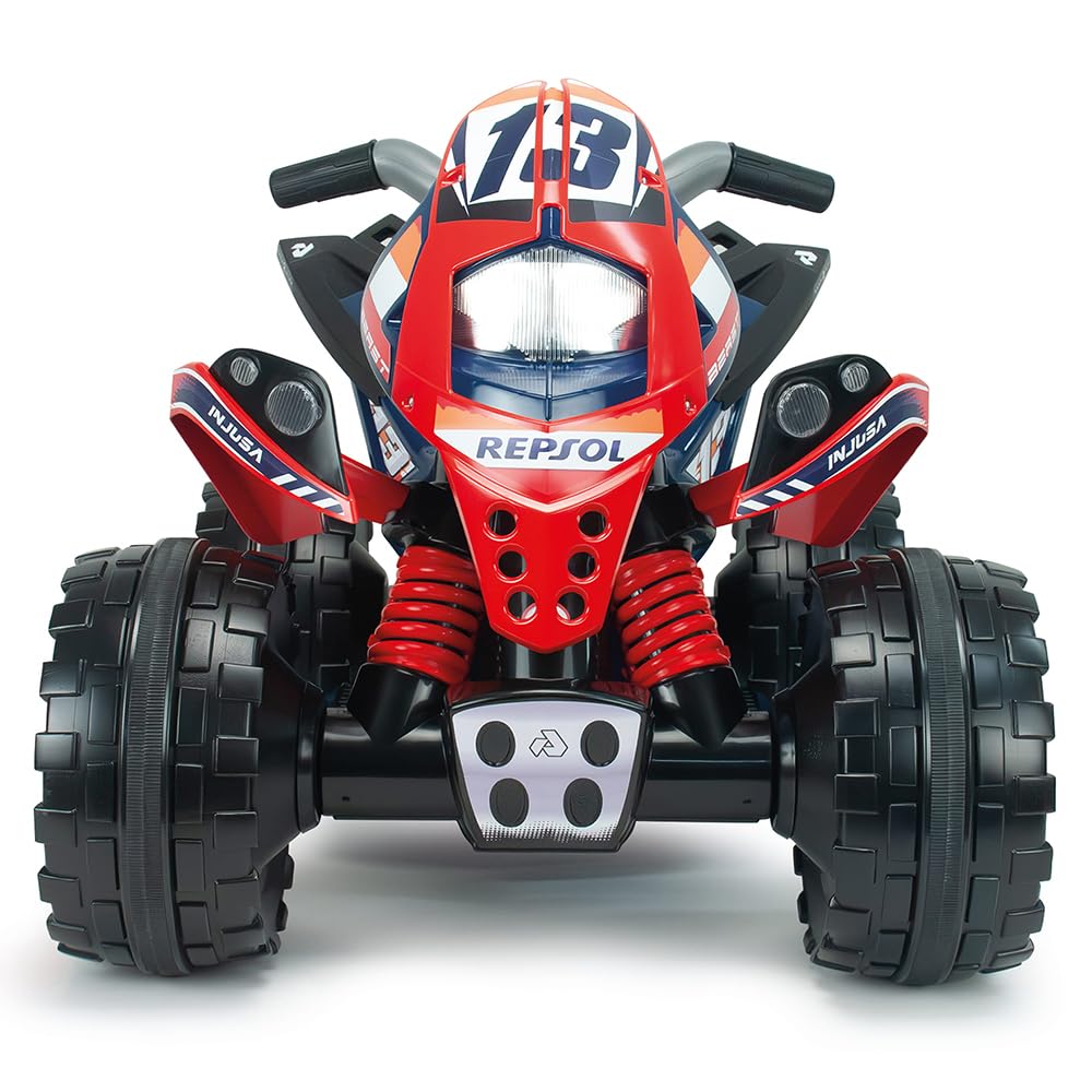 Quad Electrique Enfants 2 a 4 Ans The Beast Repsol 12V Pedale Accelerateur Marche Arriere Roues Larges Jouet Garcon Bleu Batterie Incluse Cadeau Exterieur Conduite INJUSA