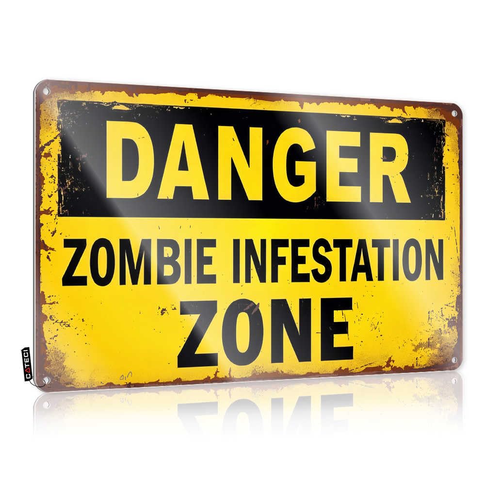 Fzfn Colour Zombie Infestation Warning Sign Cool Wall Decor Work | Clean Accessories Decorative Wall Art(30X40cm)