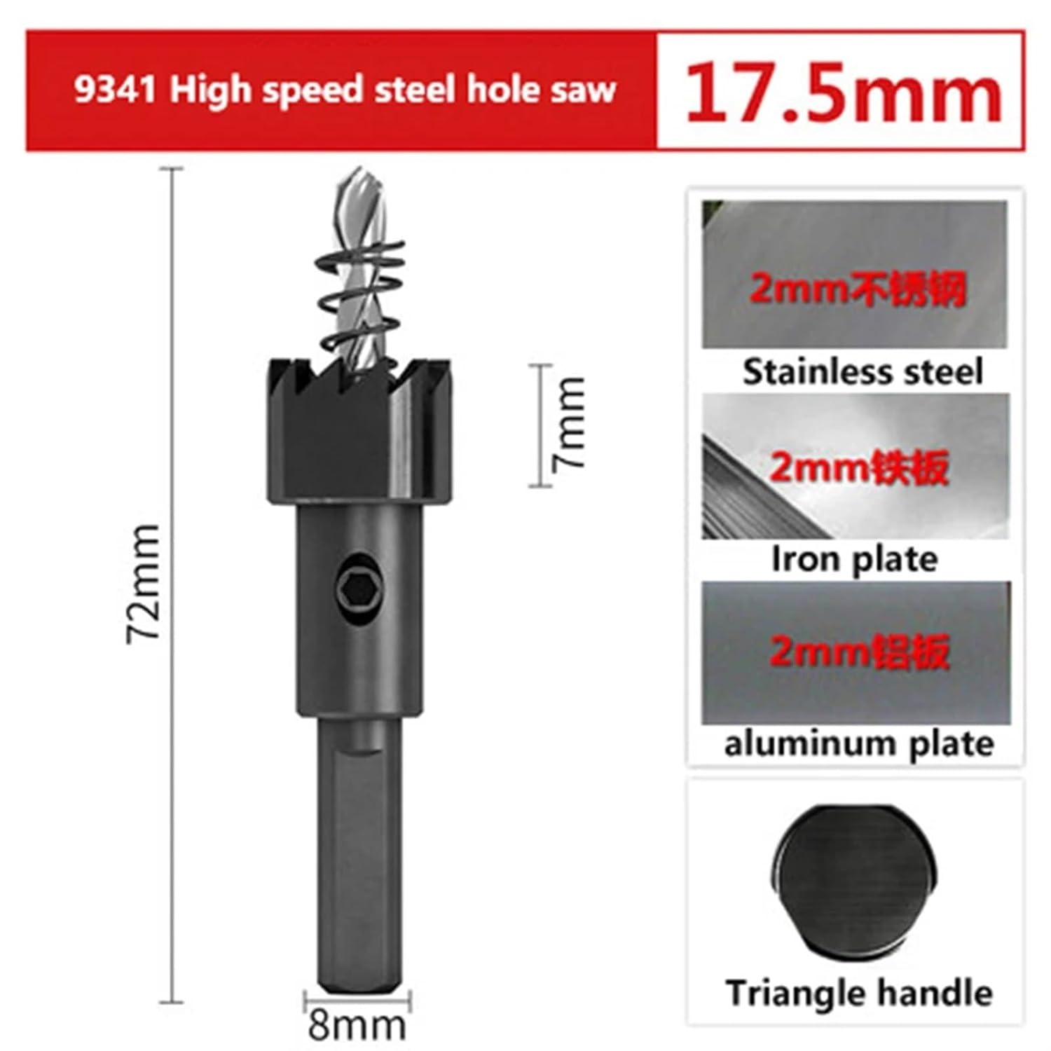 High Speed Steel Hole Opener Iron Sheet Stainless Steel Aluminum Alloy Sheet Hole Opener Metal Hole Opener Sharp Wear-Resistant 1Pcs(17.5mm)