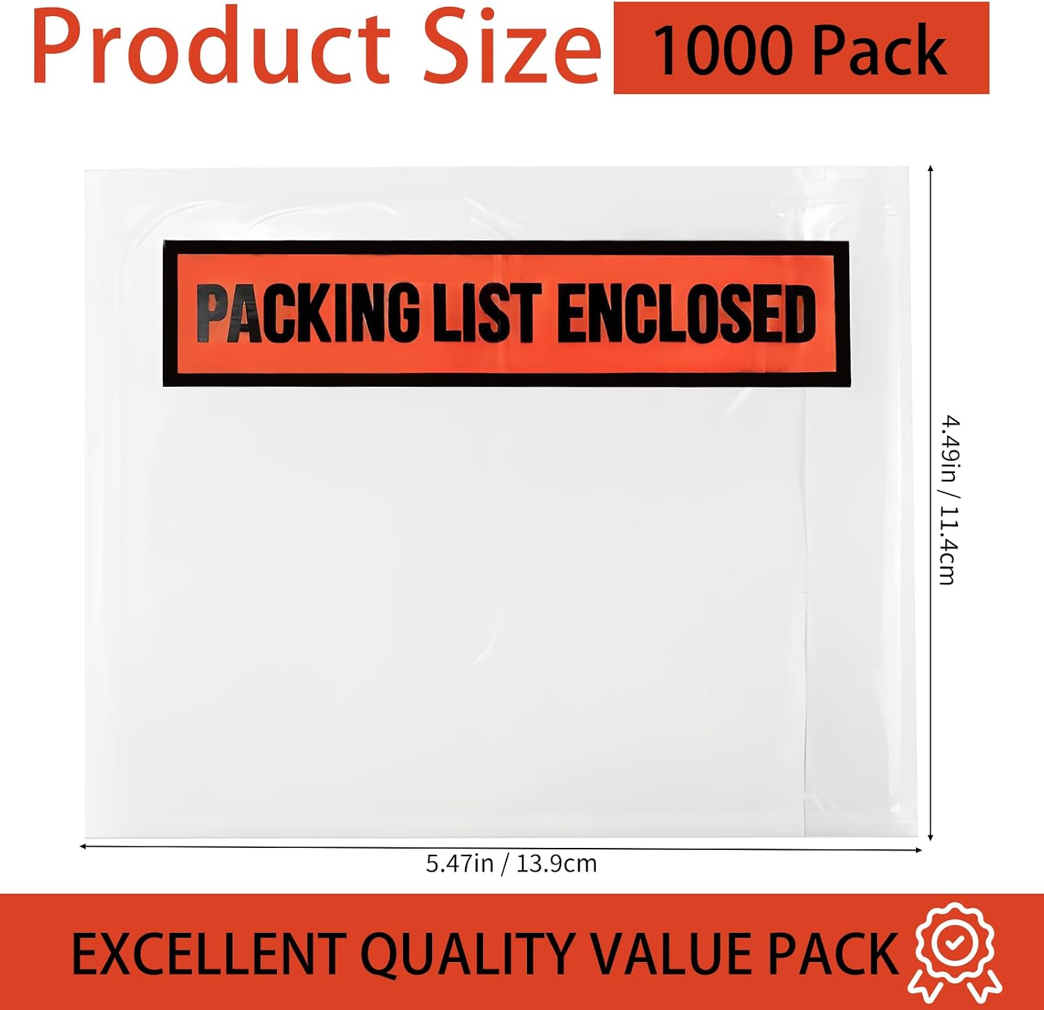 1000 Pack Packing List Envelopes, 4.5" x 5.5" Clear Shipping Label Envelope Pouch with Packing List Enclosed, Shipping Label Sleeves with Adhesive For Mailing - Waterproof