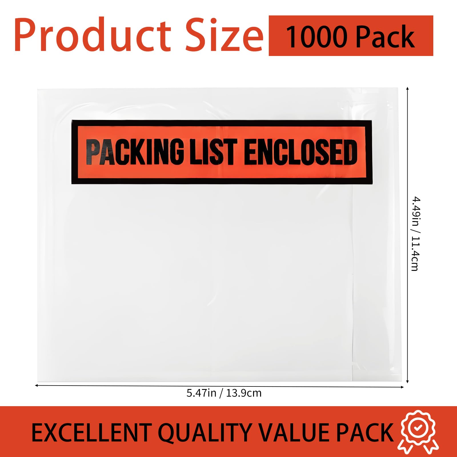 Confezione da 1000 buste per lista di imballaggio, buste trasparenti per etichette di spedizione con lista di imballaggio inclusa, maniche per etichette di spedizione con adesivo per