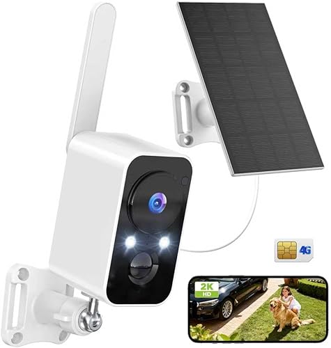 Cámara de seguridad celular 4G LTE: cámaras inalámbricas para exteriores para seguridad en el hogar, sin cámara de video WiFi alimentada por