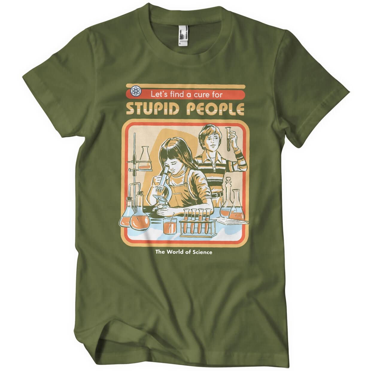 Steven Rhodes Men's Olive Officially Licensed Cure For Stupid People T-Shirt (Olive), Large