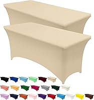 Vista 26 de Utopia Kitchen Mantel de spandex de 4 pies [1 unidad, blanco] 200 GSM elástico, ajustado, lavable y resistente a las arrugas, cubierta rectangular