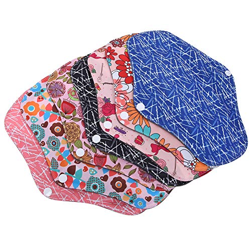 Assorbenti Igienici in Tessuto Riutilizzabili da 7 Pezzi, Assorbenti Riutilizzabili in Tessuto di Bambù, Assorbenti Mestruali Riutilizzabili Femminili per Donne e Adolescenti, 25 Cm(B-Multicolore)