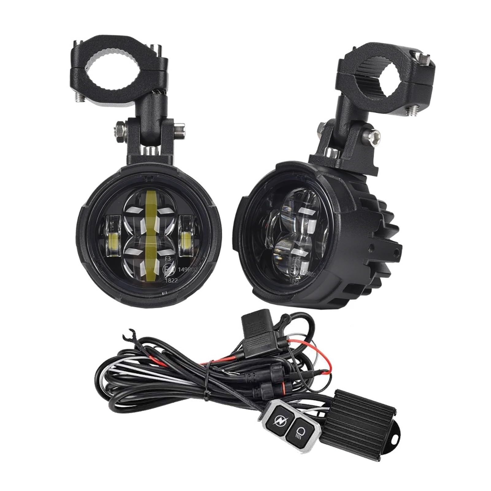 SANCAK Fari Per Motociclette Fendinebbia Per Moto Lampada Di Guida Ausiliaria A LED Faretti Per Fari Per Interruttore Cablato 100 W Bicolore