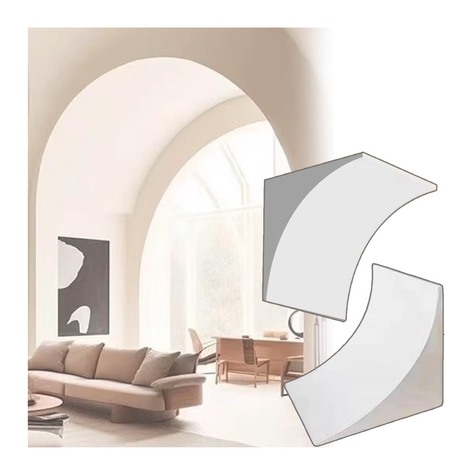 Arche de porte arrondie pour salon moderne, kit déco en gypse pré-courbé à personnaliser