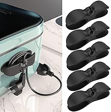 Nearockle Cord Organizer for Kitchen Appliances, 5 Pack Adhesive Cord Holder, Cord Winder Stick Firmly on Mixer, Blender, Coffee Maker, Pressure Cooker and Air Fryer (Black)