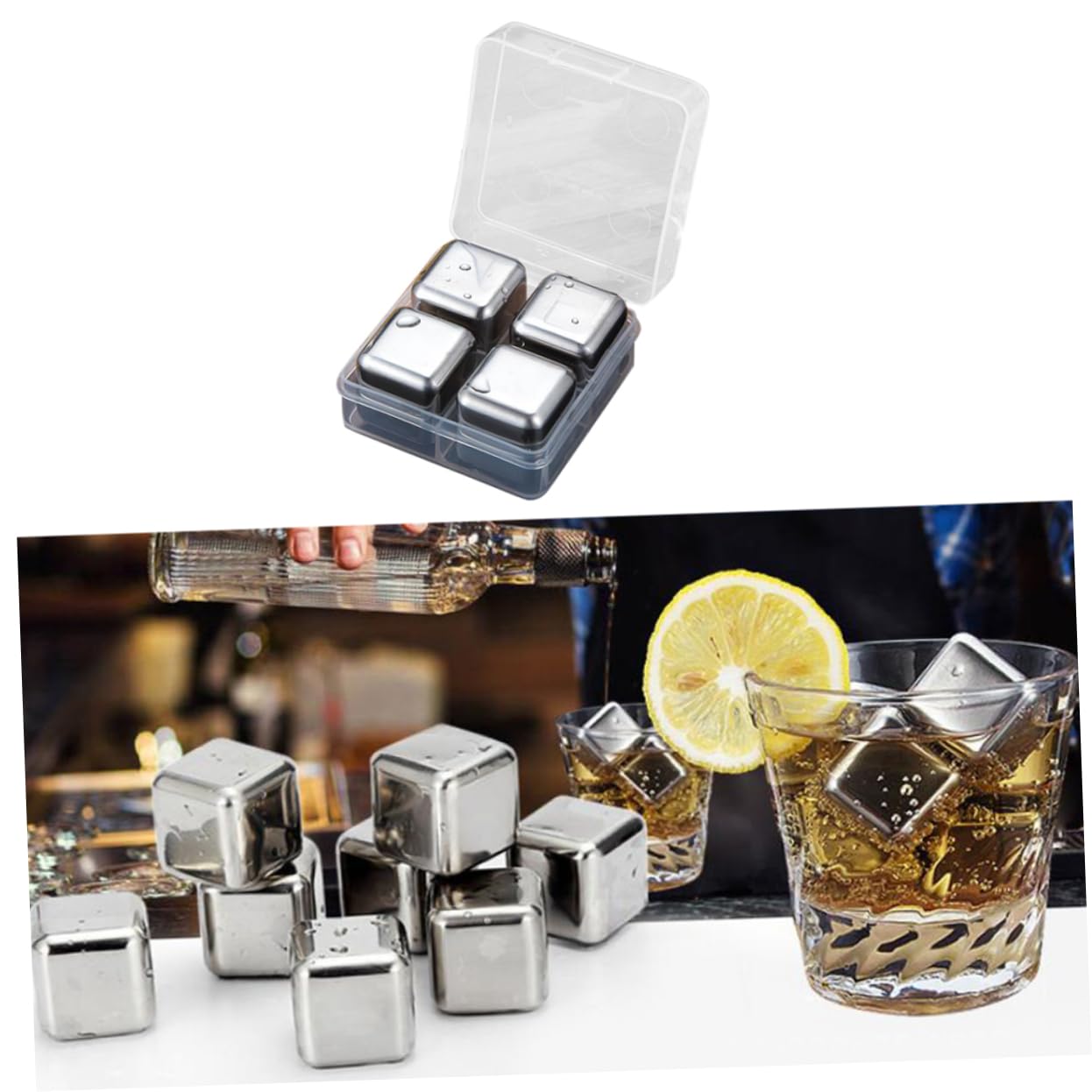 TOPBATHY 12piezas De Reutilizables De Inoxidable Para Whisky y Bebidas Set Estuche Enfriadores De Bebidas Sin Diluir Para y Cócteles