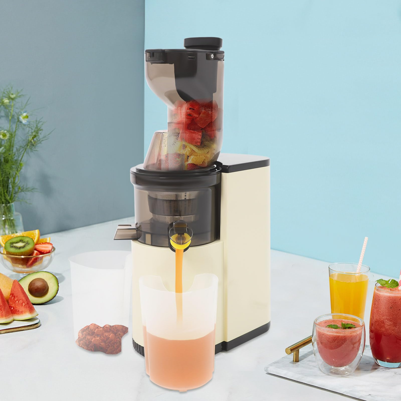 Slow Juicer - Estrattore di succo lento a freddo, 48 giri/min, 800 W, 500 ml, spremiagrumi per cucina e casa
