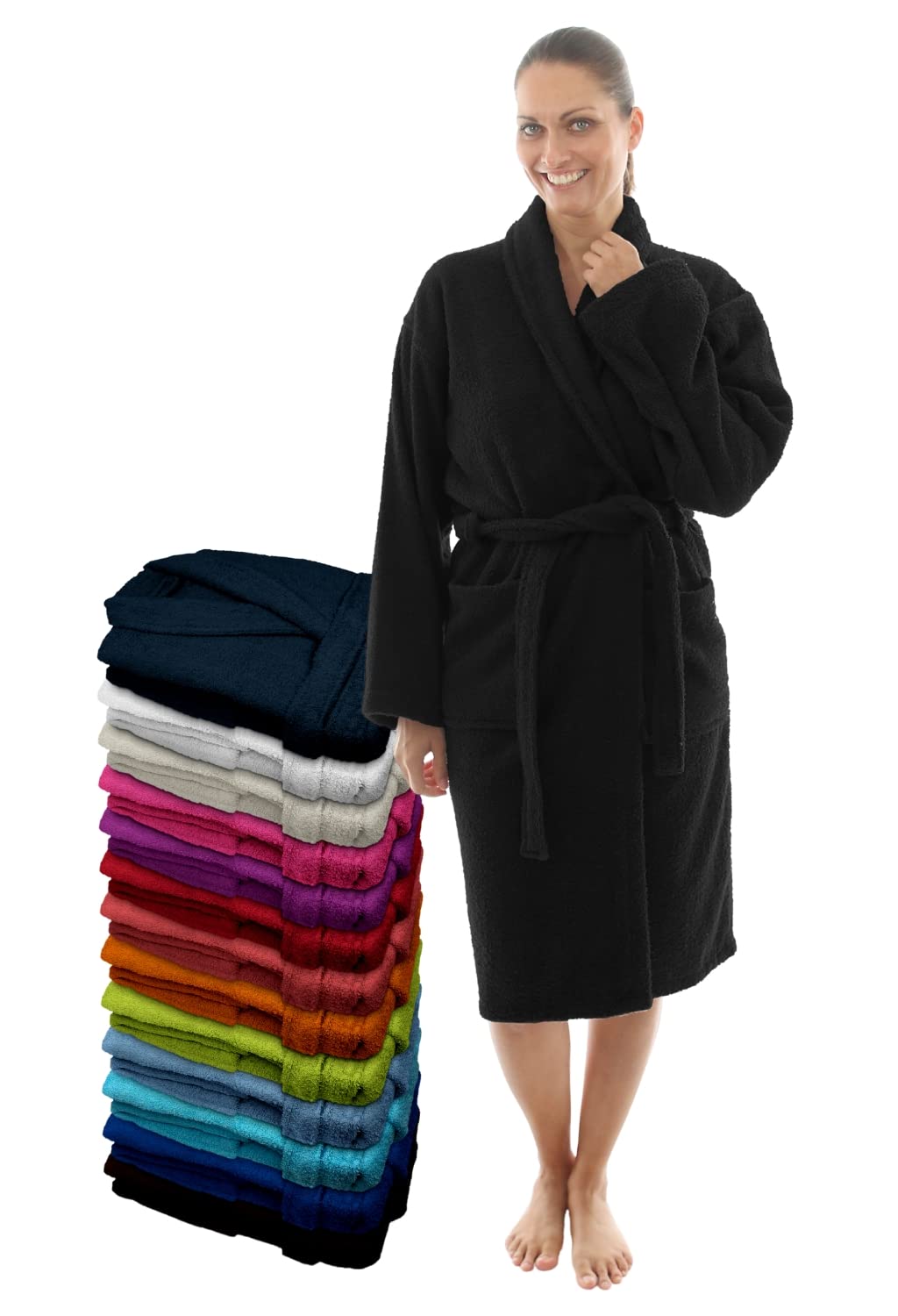 LEBENGOOD - Accappatoio unisex da donna e uomo, 100% cotone spugna americana 400 g, con cintura, tasche