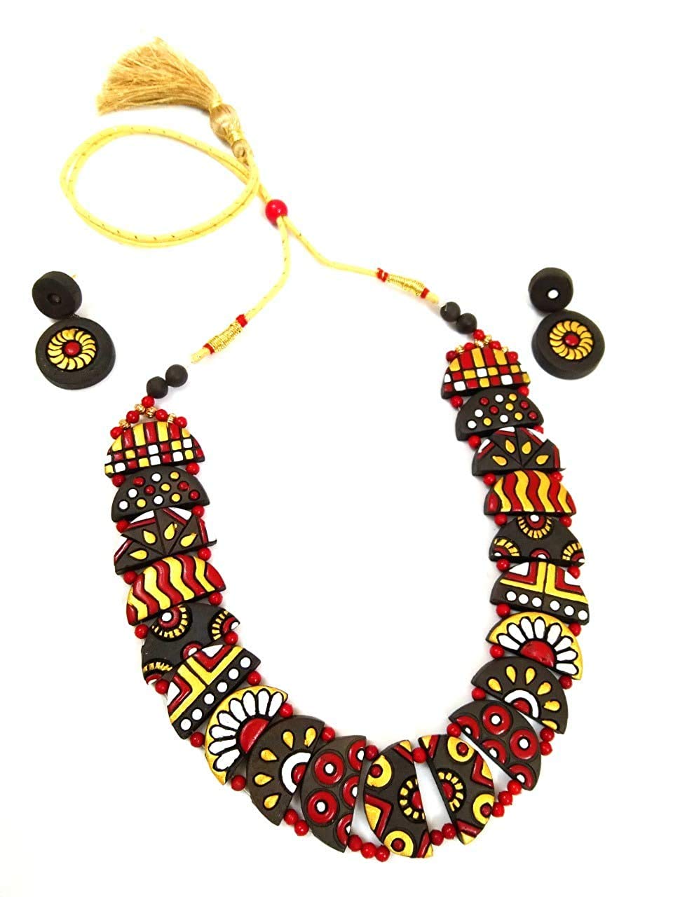 EKAM EK TERRACOTTA jewelry neckpiece set for women and girls for saree, suit and skirt multicolour jewelry (B08SWBGLVN) Amazon Price History, Amazon Price Tracker