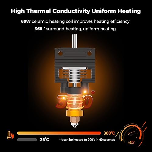 Miniatura 6 de Creality K1 Kit de calentador de cerámica con bloque calefactor, bloque calefactor mejorado con tubo de garganta de cobre y titanio y boquilla de