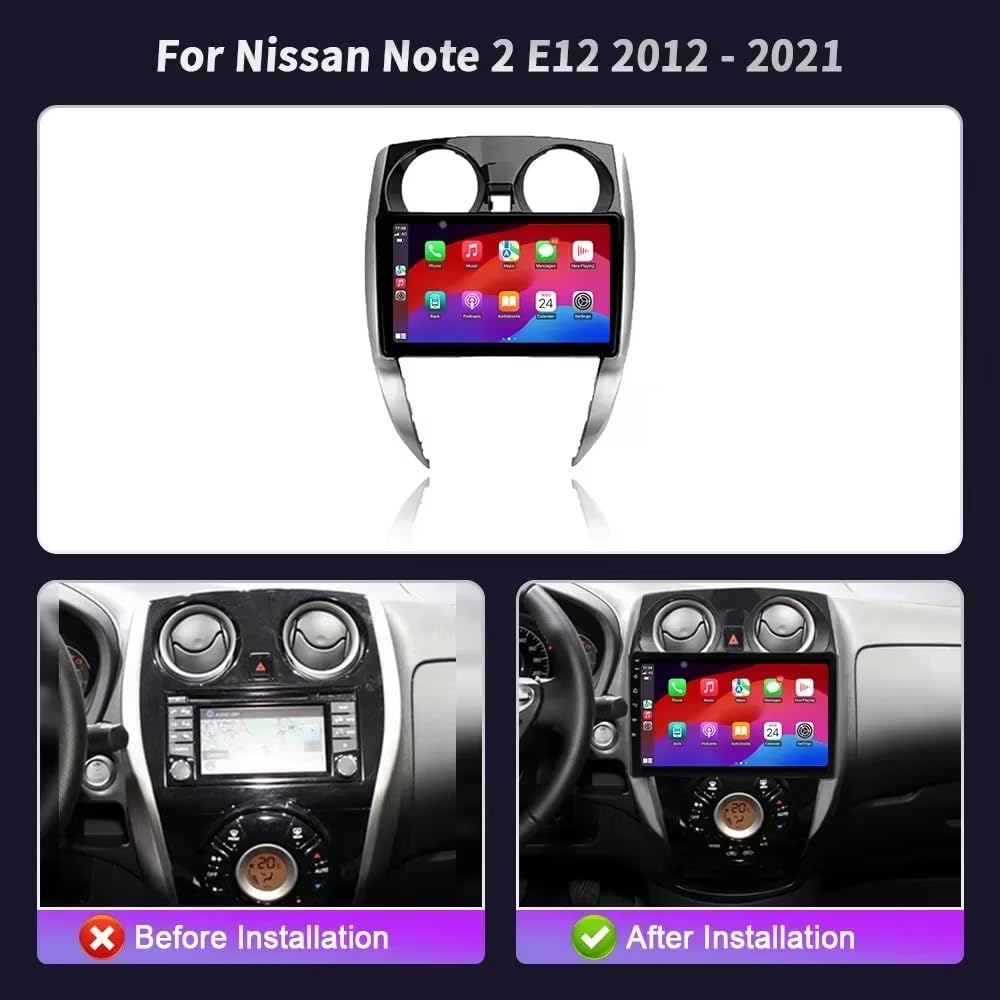 Radio samochodowe Android 15 2 DIN z 10-calowym ekranem dotykowym do Nissana Note 2 E12 2012-2021 z kamerą cofania/Carplay/BT/FM/GPS/USB/WIFI/sterowaniem z kierownicy/audio samochodowe (EP30