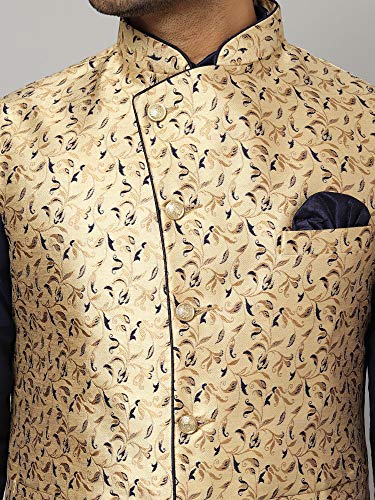 Image of Uri and MacKenzie Men's Silk Blend Kurta Churidar Pyjama with Stylish Nehru Jacket