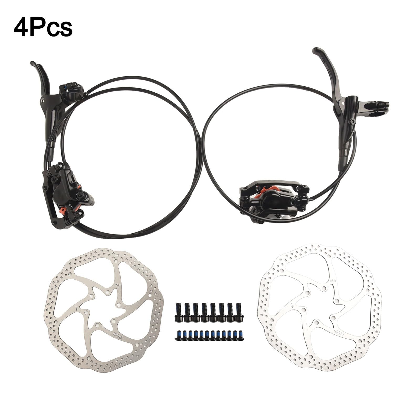 QOXEZY Mountain for Bike Set freno a disco idraulico con 2 rotori da 160 mm, pinze a doppio pistone, 51 mm IS e 74 mm Post Mount, per MTB