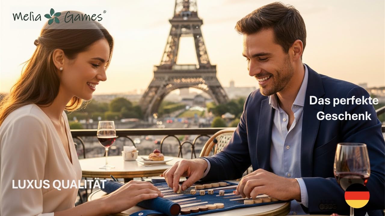 Backgammon do jazdy na kółkach, z najlepszej skóry nubukowej, z ręcznie wykonanymi drewnianymi klockami (Les Bleus)