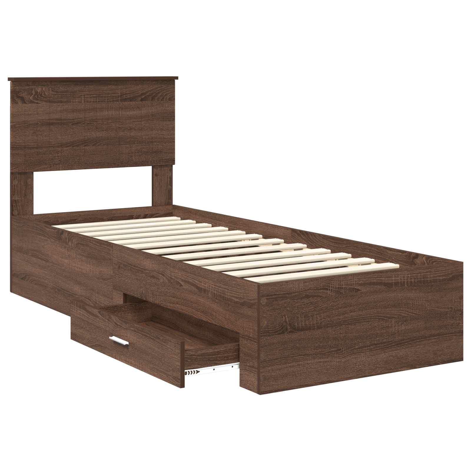 Madera con cajones dormitorio moderno Roble Marrón y Plata 193 x 78 x 90 cm