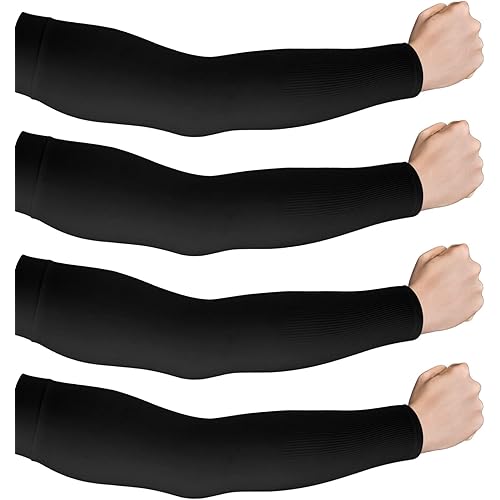 WLLHYF 2 Pairs UV Sun Protection Sleeves Unisex Arm Sleeves Nylon Spandex Tattoo Cover Up Cooling Athletic Sports Sleeves