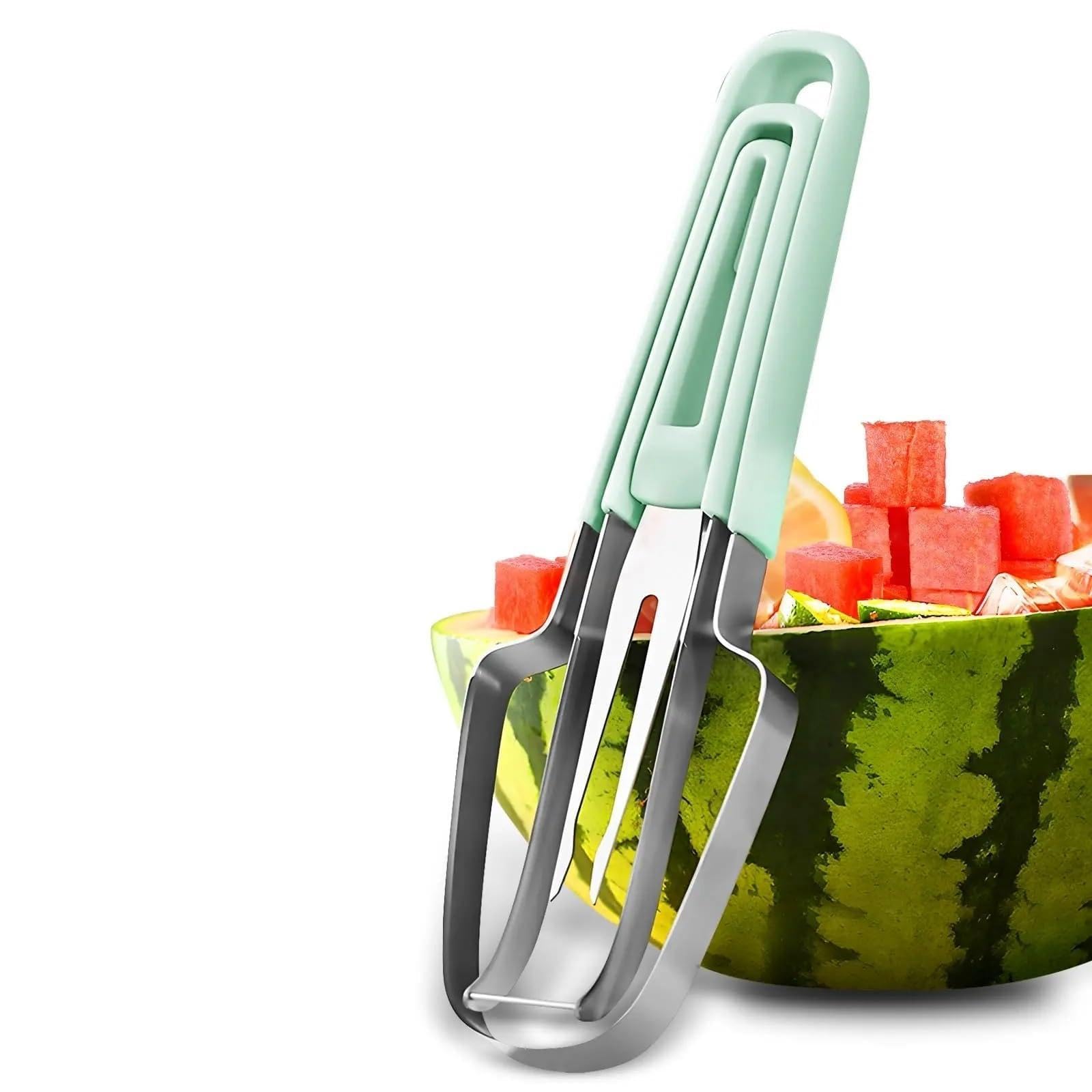 Missffcat Stainless Steel 3-in-1 Watermelon Cutter - Multi-functional Slicer and Divider for Effortless Fruit Preparation