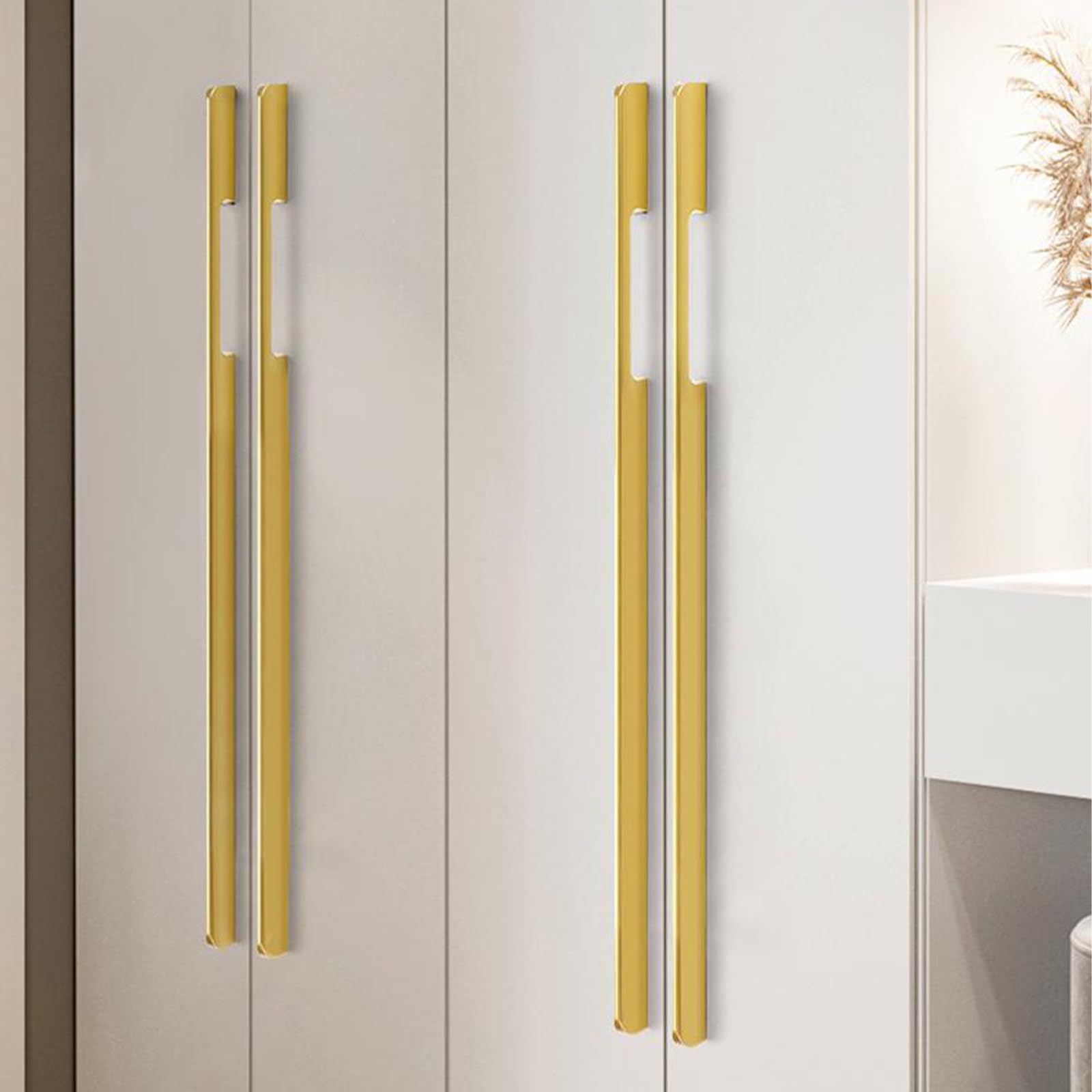 Griffe für Schränke Gold Lang,2 Griffe Küche Modern Massive Aluminium | Eloxierte Oberfläche Bügelgriff Lochzentren: 96 - 960 mm Schubladengriff für Schublade Küche Badezimmer 960mm/37.8in