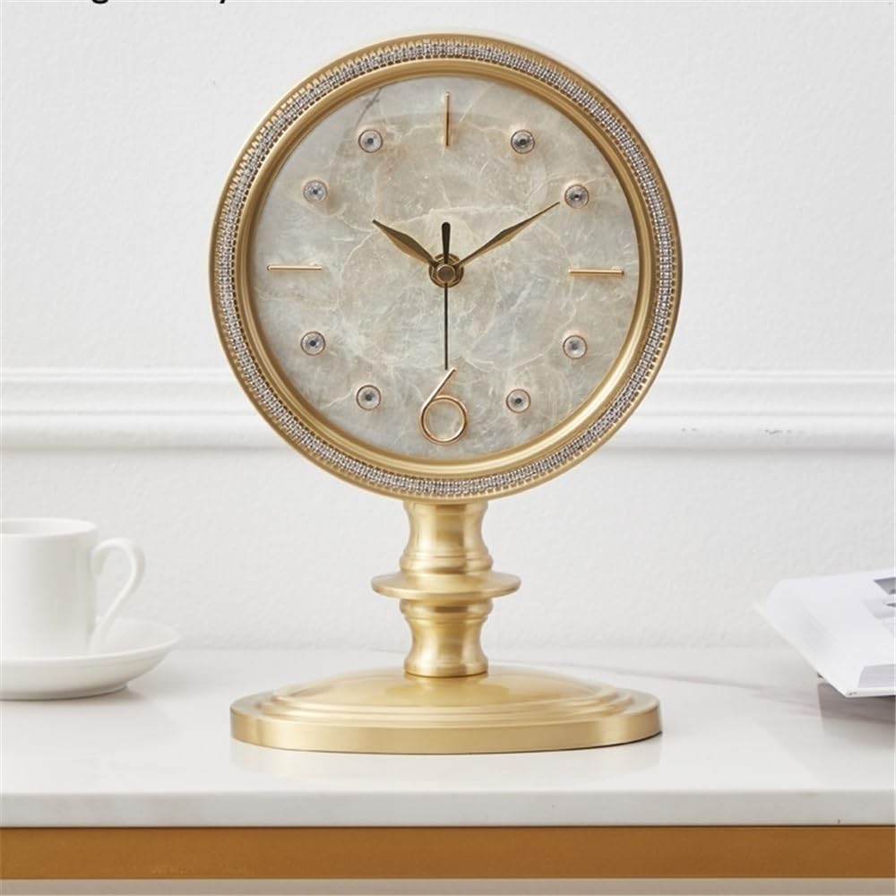 Décorative Horloge de Table de Bureau en Laiton avec Pendule, Horloge de Grande Valeur, Ornement créatif pour Bureau Chambre Table