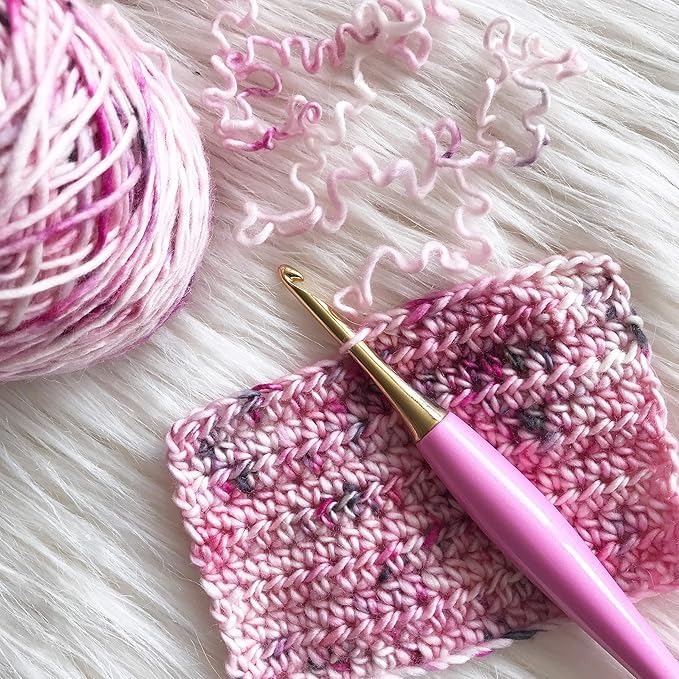 Image of Furls Crochet Hook, Odyssey Pink, Nickel Plated Tip for Effortless Glide, Ergonomic Handle Crochet Hooks 7 inch (Odyssey - Pink, P - 10.00MM)