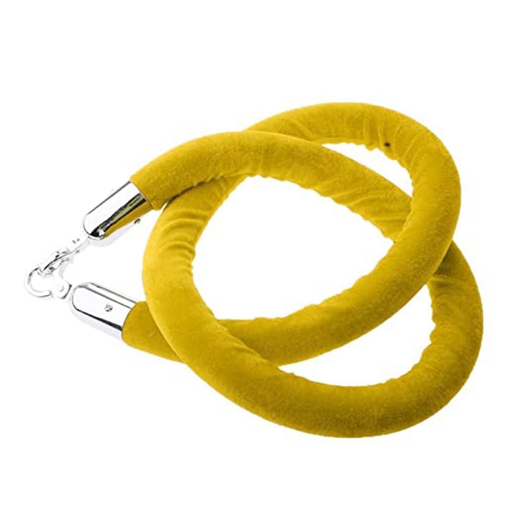 Elegant Yellow Velvet Stanchion Rope with Silver Hooks for Crowd Control - Perfect for Events, Theaters, and Hotels(4.9ft/150cm)