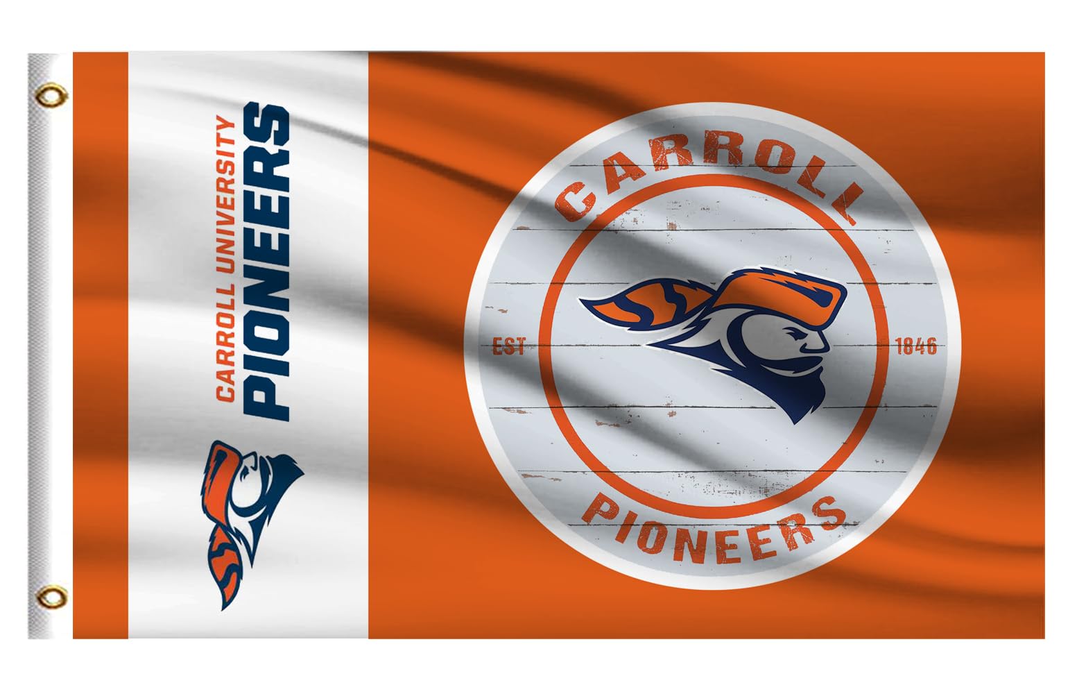 Carroll University Pioneers Flag - 3x5 Ft, 100% Polyester, Double-Sided, Indoor/Outdoor With Grommets