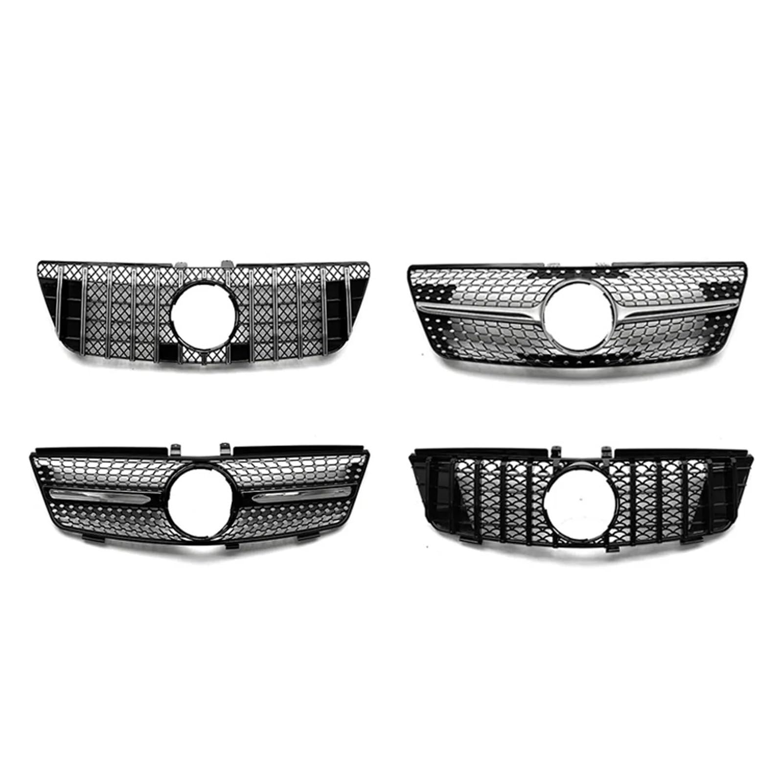 Pasuje do Merc//edes klasa M W164 ML350 ML420 ML550 2006-2011 | Front Bumper Grille,Diamond GT Style Front Hood Grille Racing Bumper Grill(05-07Diamond Silvery)