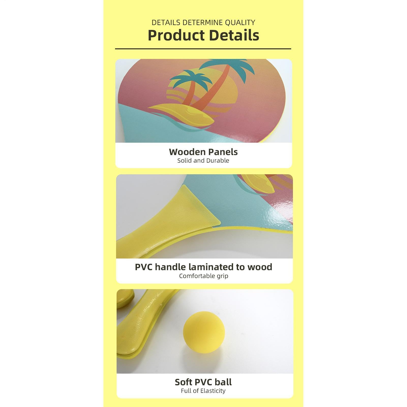 Raqueta Deportiva: Paleta De Pelota, Práctica De Equipo De Raquetas De PVC De Madera, Estuche De Accesorios De 12.99x7.48 Pulgadas | Hombres Mujeres Adultos Junior Niños Niños Niñas Principian